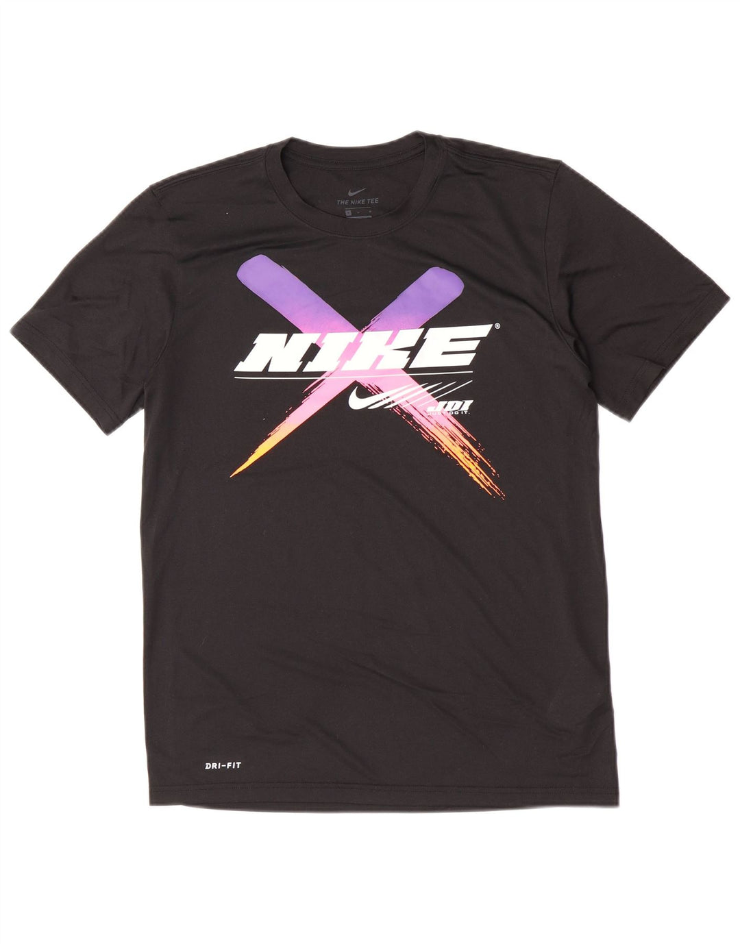 Nike Herre Dri Fit Grafisk T-Shirt Top Medium Sort Polyester