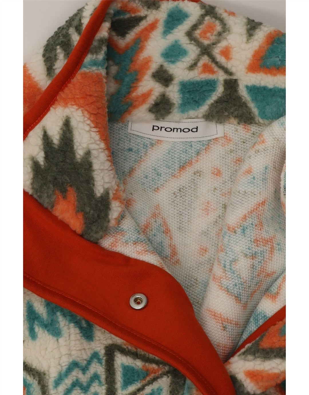 Promod Dame Button Back Fleece Jumper UK 20 2XL Multicolored Fair Isle