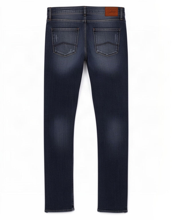 Armani Exchange Herre J13 Distressed Slim Jeans W31 L32 Marineblå Bomuld