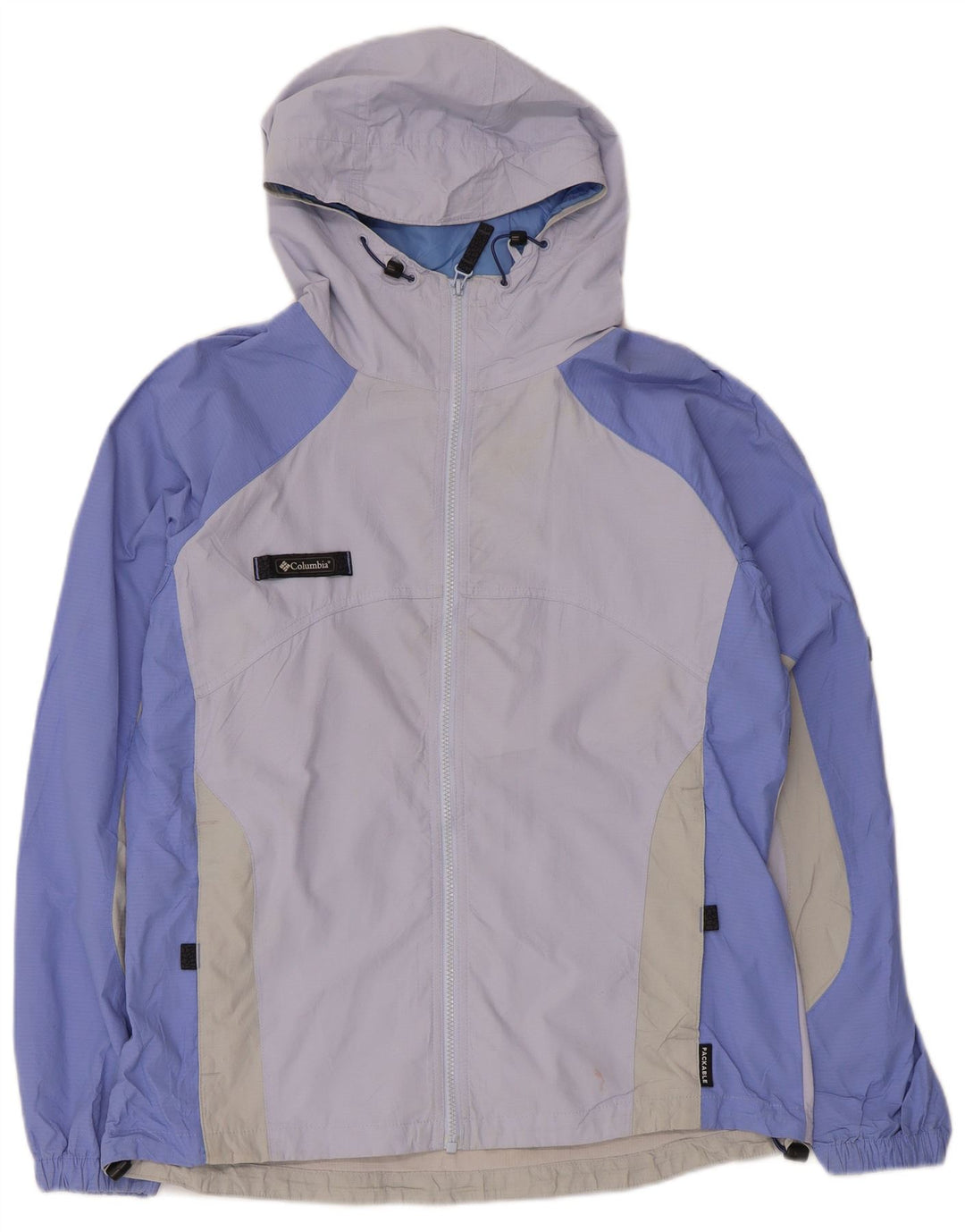 Columbia Regnjakke med hætte til kvinder UK 16 Large Purple Colourblock Polyester