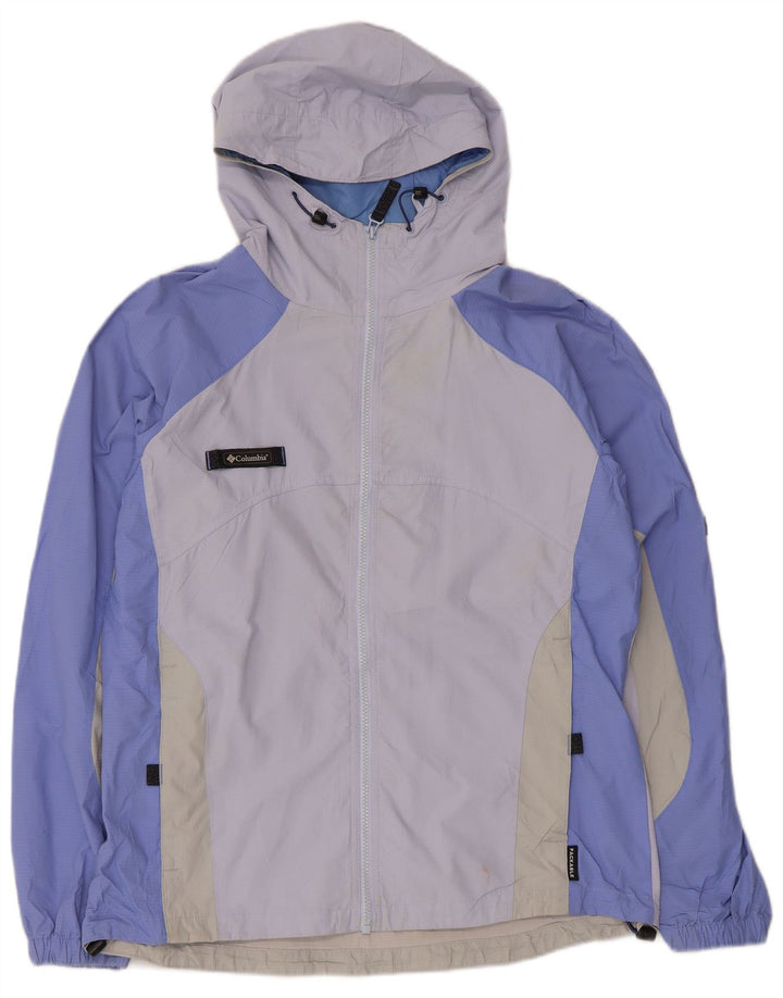 Columbia Regnjakke med hætte til kvinder UK 16 Large Purple Colourblock Polyester