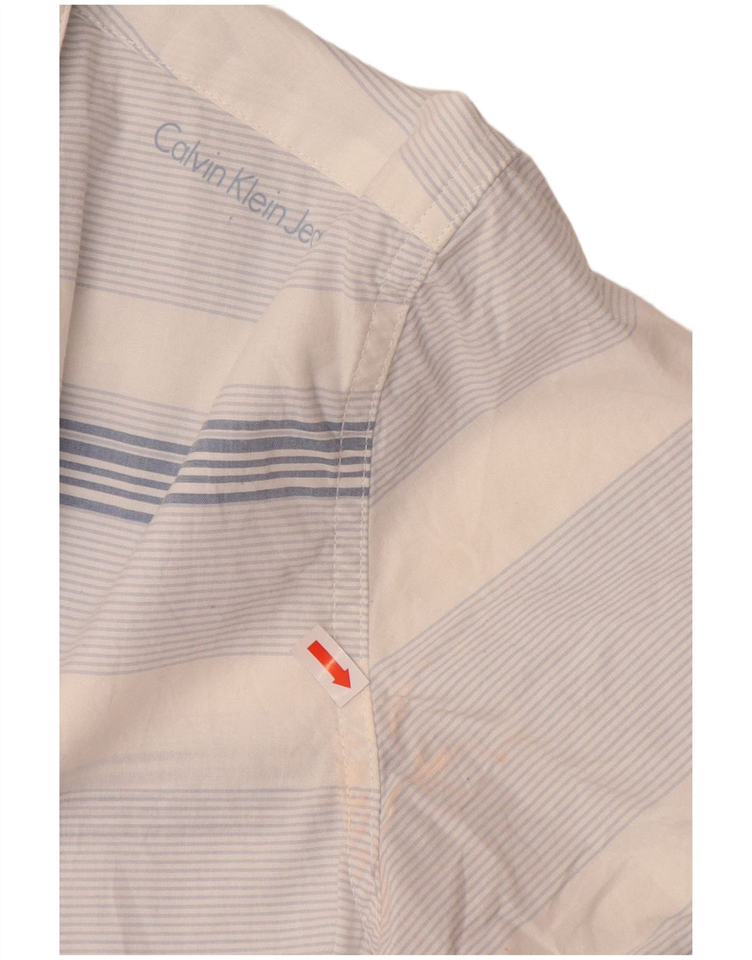 CALVIN KLEIN JEANS Kortærmet skjorte til mænd mellemblå stribet bomuld