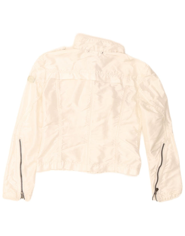 PEUTEREY Womens Crop Bomber Jacket IT 40 Small White