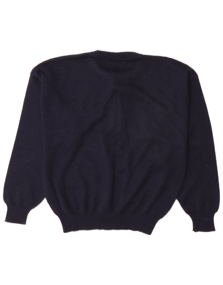 Piu Verona Herre Crew Neck Jumper Sweater IT 46 Small Navy Blue Wool