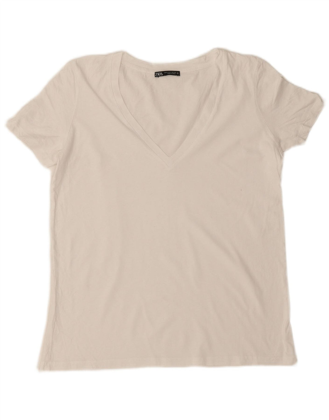Zara Dame T-Shirt Top UK 10 Small White