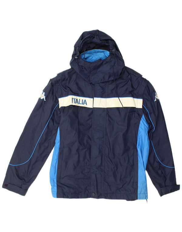 Kappa Herre Graphic Windbreaker Jacket UK 40 Large Navy Blue Colourblock