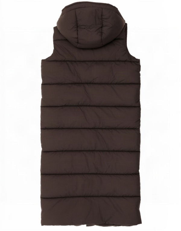 Superdry Herre Longline hættepolstret Gilet UK 14 medium sort ternet nylon