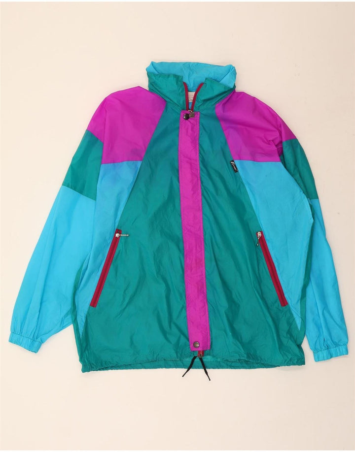 K-WAY Mens Hooded Rain Jacket UK 40 Large Green Colourblock Polyamide