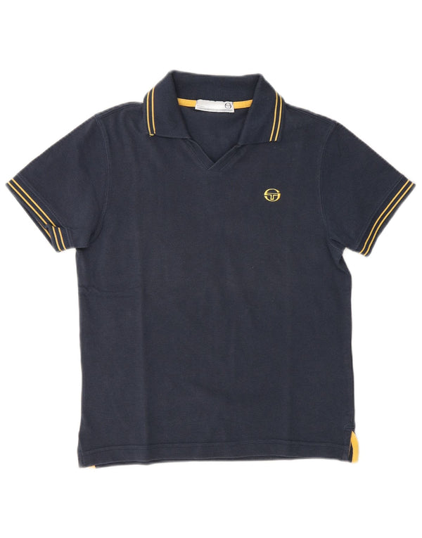 Sergio Tacchini Dame Polo Shirt UK 12 Medium Navy Blue Bomuld