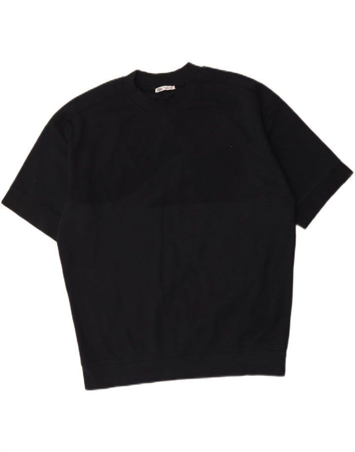 Zara Herre T-Shirt Top Stor Marineblå