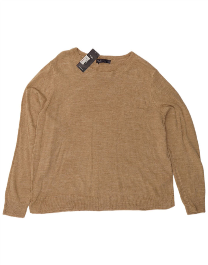 MARKS & SPENCER Dame sweater med rund hals DK 22 3XL Beige Akryl