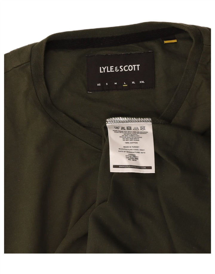 LYLE & SCOTT Herre T-shirt Top Stor Khaki Colourblock Bomuld