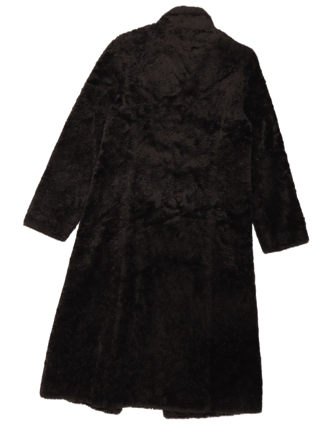 LAURA ASHLEY Dame imiteret Pels Overfrakke UK 8 Small Black Viscose