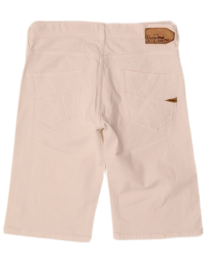 Meltin' Pot Herre Denim Shorts W34 Large White Bomuld