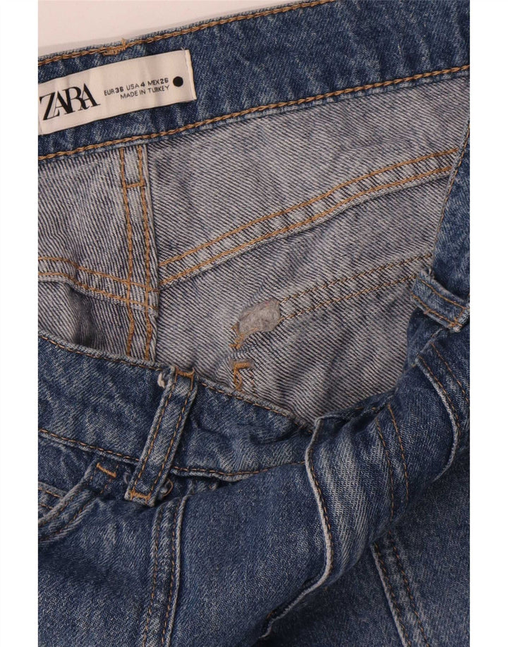 Zara Dame Cargo Loose Jeans EU 36 XS W26 L31 Blå