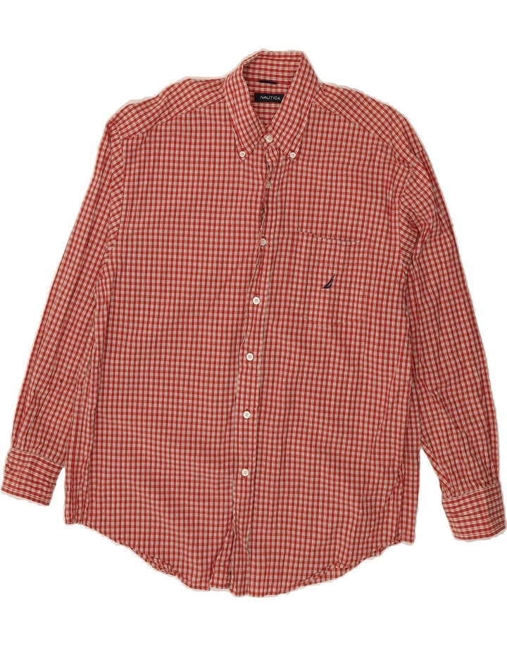 NAUTICA Mens Shirt Large Red Check Cotton Vintage Nautica and Second-Hand Nautica from Messina Hembry 