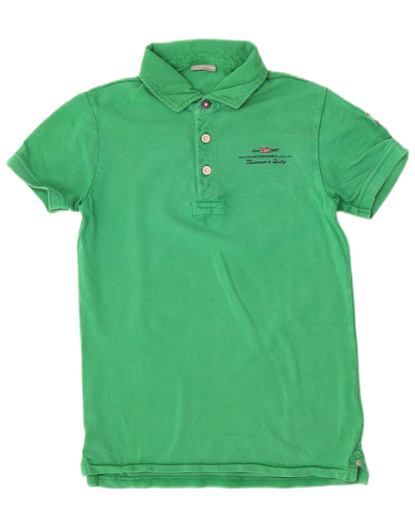 Napapijri Boys Geographic Polo Shirt 13-14 år Grøn Bomuld