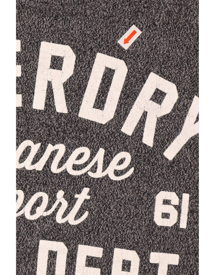 SUPERDRY Herre grafisk T-shirt top mellemgrå flækket bomuld