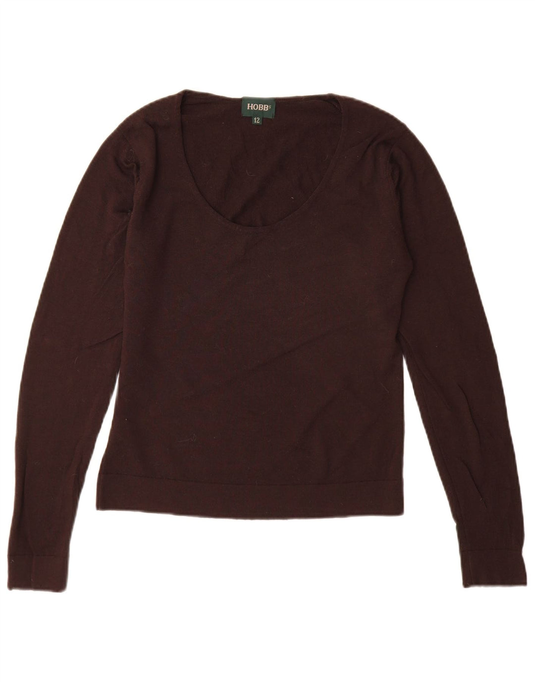 HOBBS Dame Boat Neck Jumper Sweater UK 12 Medium Brun Ny Uld