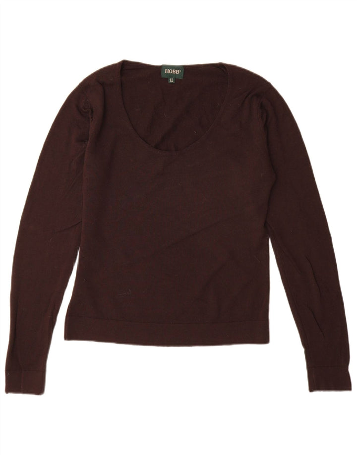 HOBBS Dame Boat Neck Jumper Sweater UK 12 Medium Brun Ny Uld