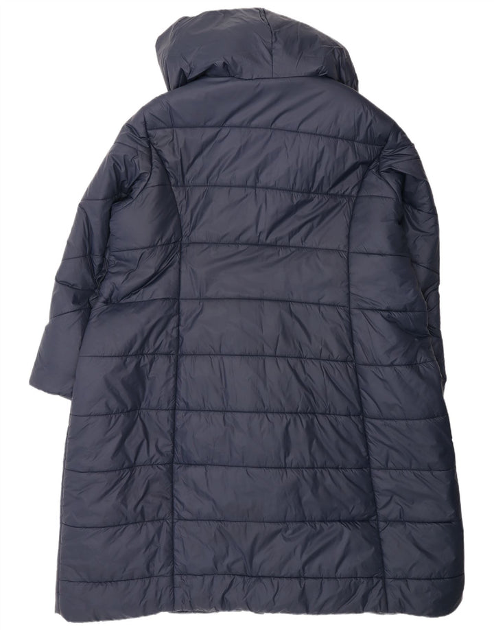Monsoon Dame Hætte Oversized Polstret Frakke UK 22 2XL Navy Blue Polyester
