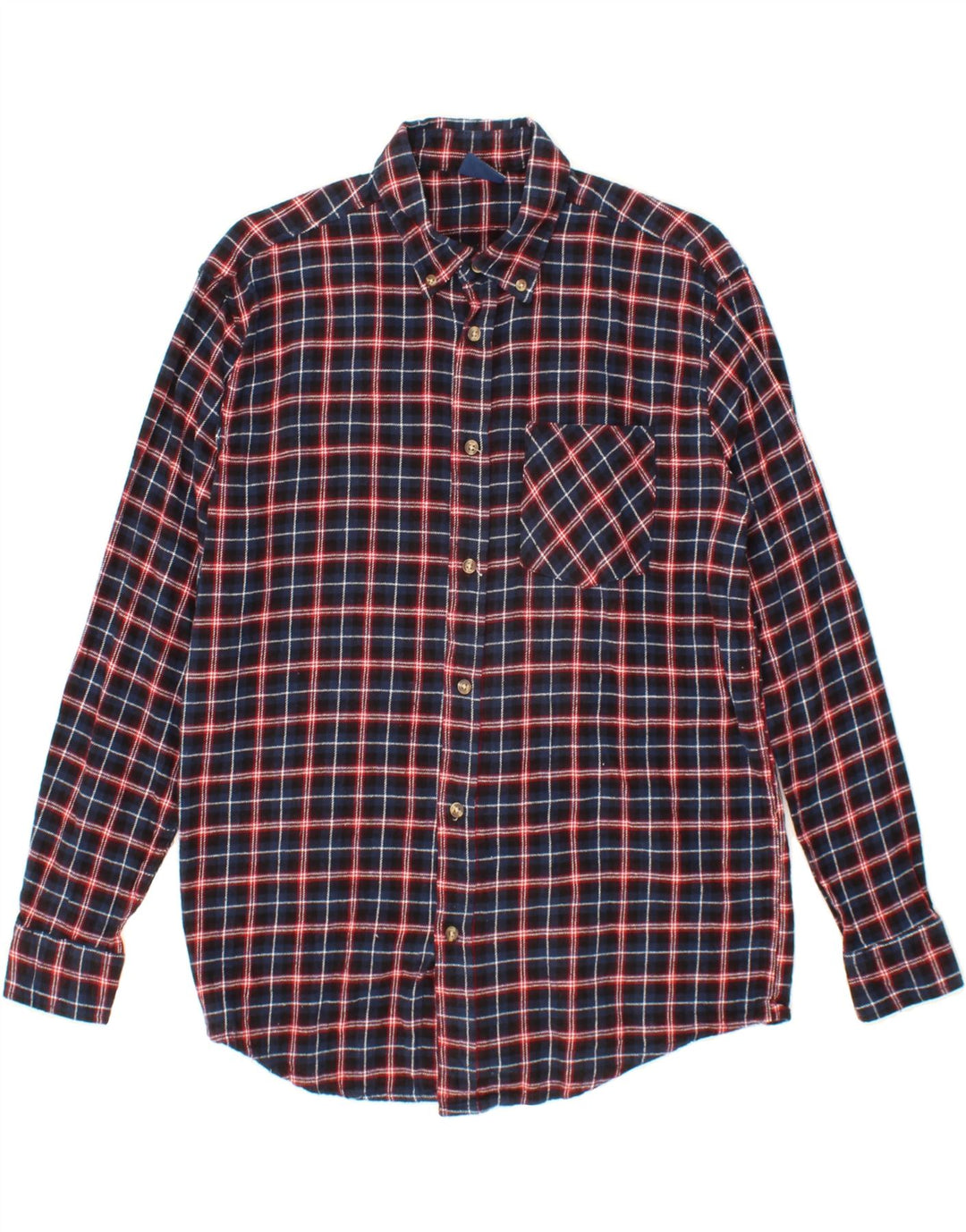 VINTAGE Mens Flannel Shirt Large Navy Blue Check Cotton Vintage Vintage and Second-Hand Vintage from Messina Hembry 