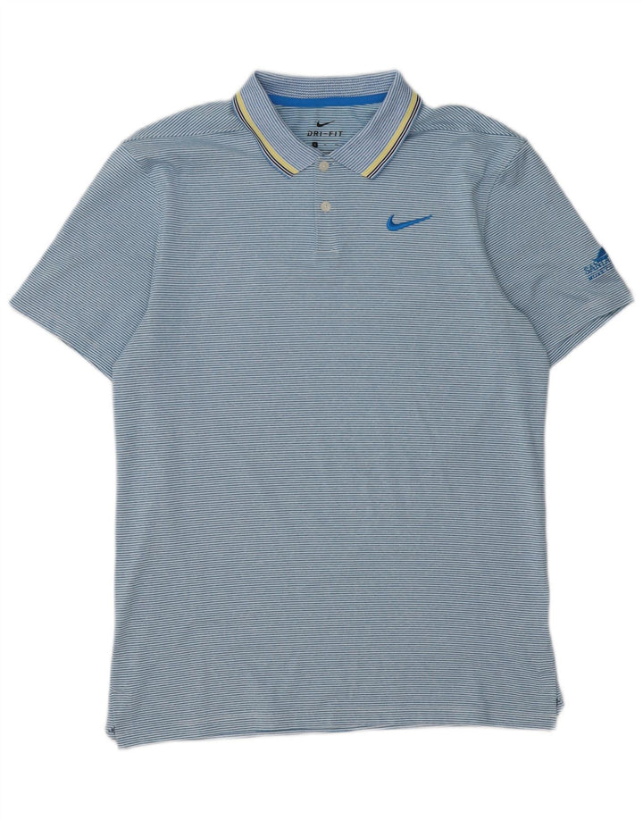 Nike Dri Fit poloshirt til mænd, lille blå stribet polyester