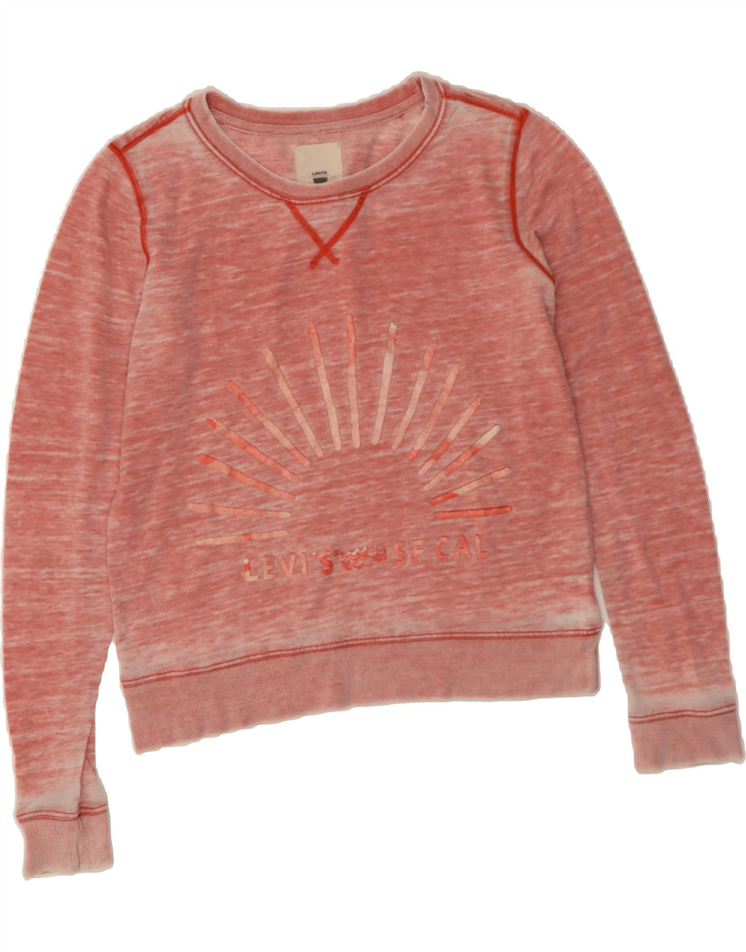 LEVI'S Womens Crop Graphic Sweatshirt Jumper UK 10 Small Red Flecked Vintage Levi's and Second-Hand Levi's from Messina Hembry 