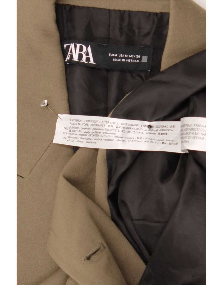 Zara Dame Dobbeltradet Blazer Jacket UK 14 Medium Khaki Polyester