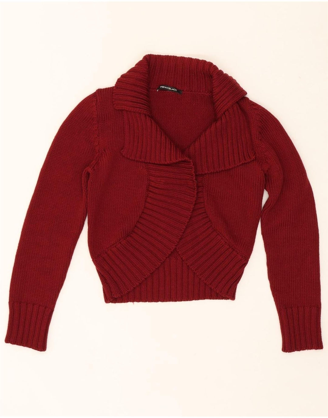 PENNY BLACK Womens Open Cardigan Sweater UK 12 Medium Red Wool Vintage Penny Black and Second-Hand Penny Black from Messina Hembry 