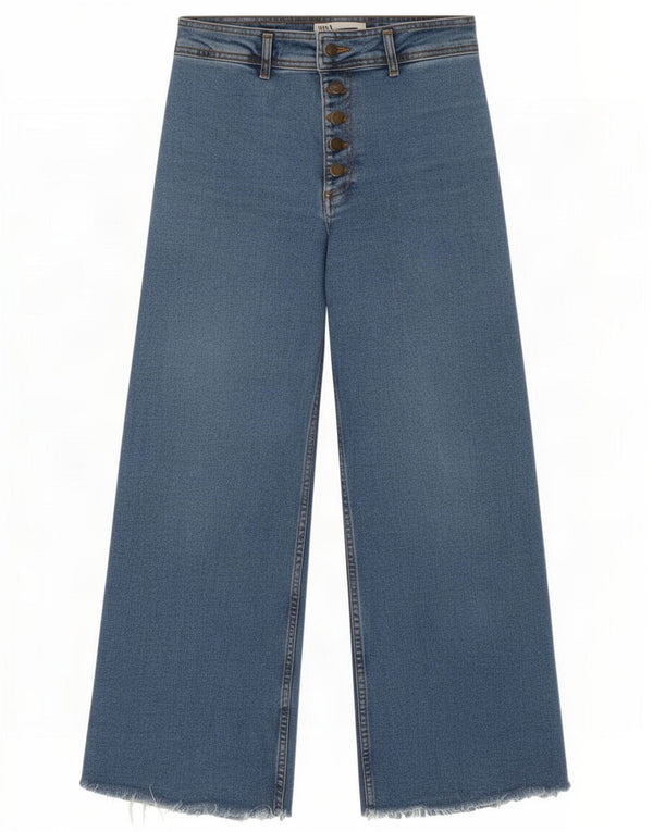 Zara Dame Jeans med høj talje og brede ben EU 38 Small W28 L28 Blå