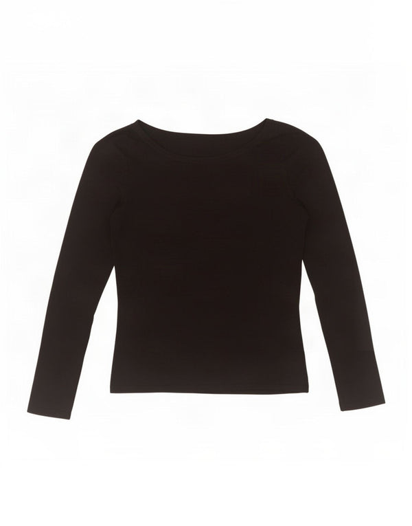 Zara Womens Crop Top Langærmet UK 12 Medium Black Rayon