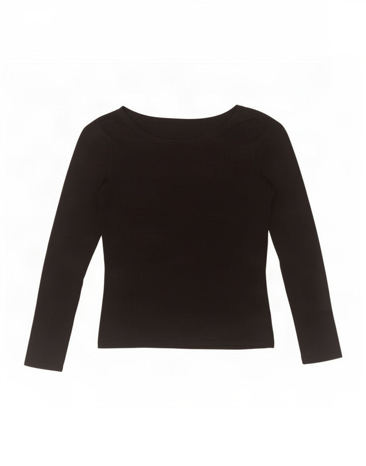 Zara Womens Crop Top Langærmet UK 12 Medium Black Rayon
