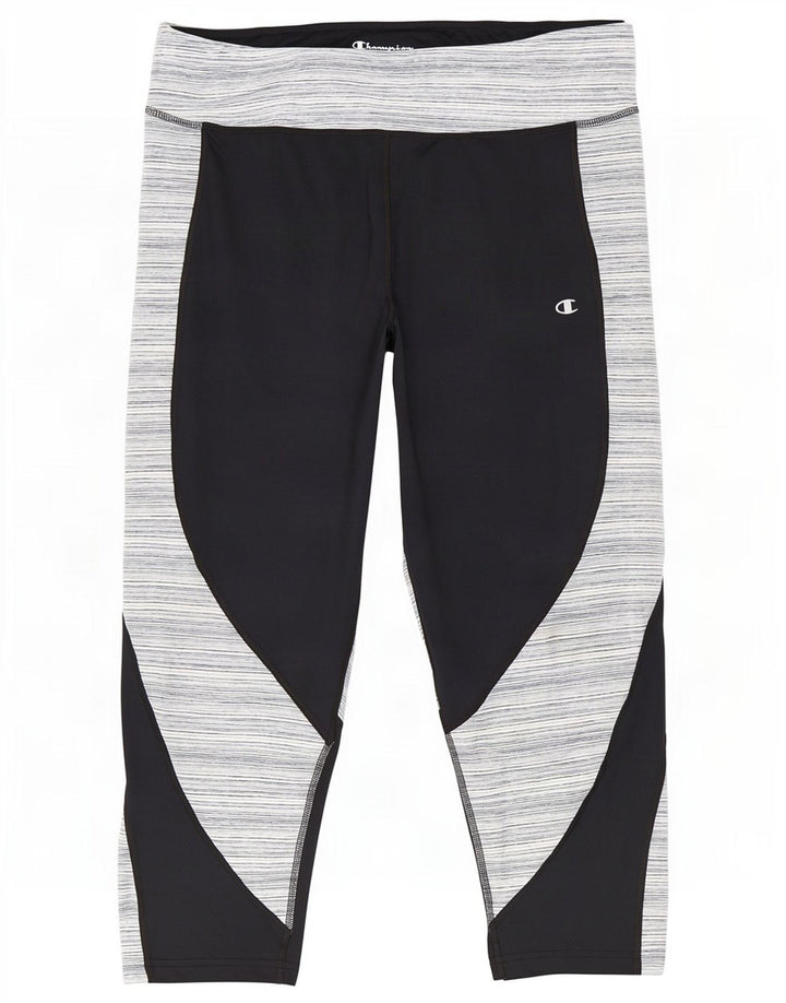 Champion Dame Capri Leggings UK 20 2XL Sort Nålestribet Polyester