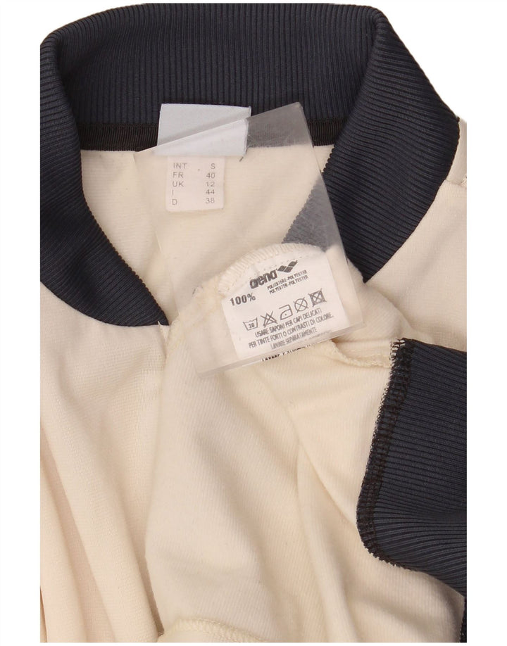 ARENA Grafisk træningsdragt topjakke til kvinder UK 12 Medium White Polyester