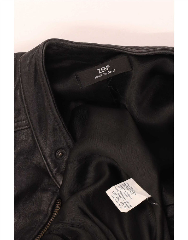 Zen Herre Læderjakke EU 50 Medium Sort Læder