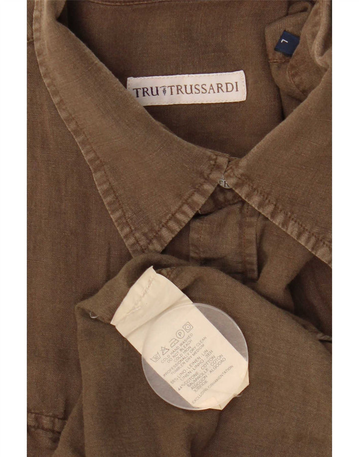 Trussardi Herreskjorte Stor Khaki Linen