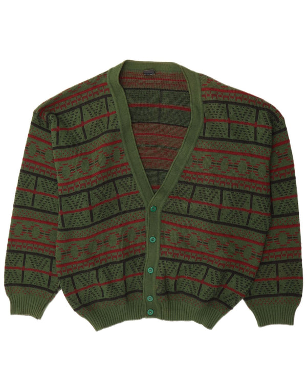 Mr. Forrest Herre Cardigan Sweater XL Grøn Geometrisk