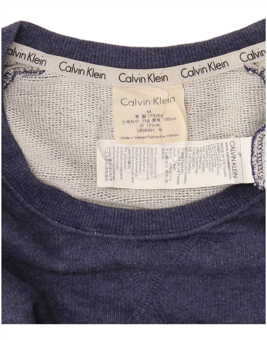 CALVIN KLEIN Herre grafisk sweatshirt Jumper Medium Navy Blue Colourblock