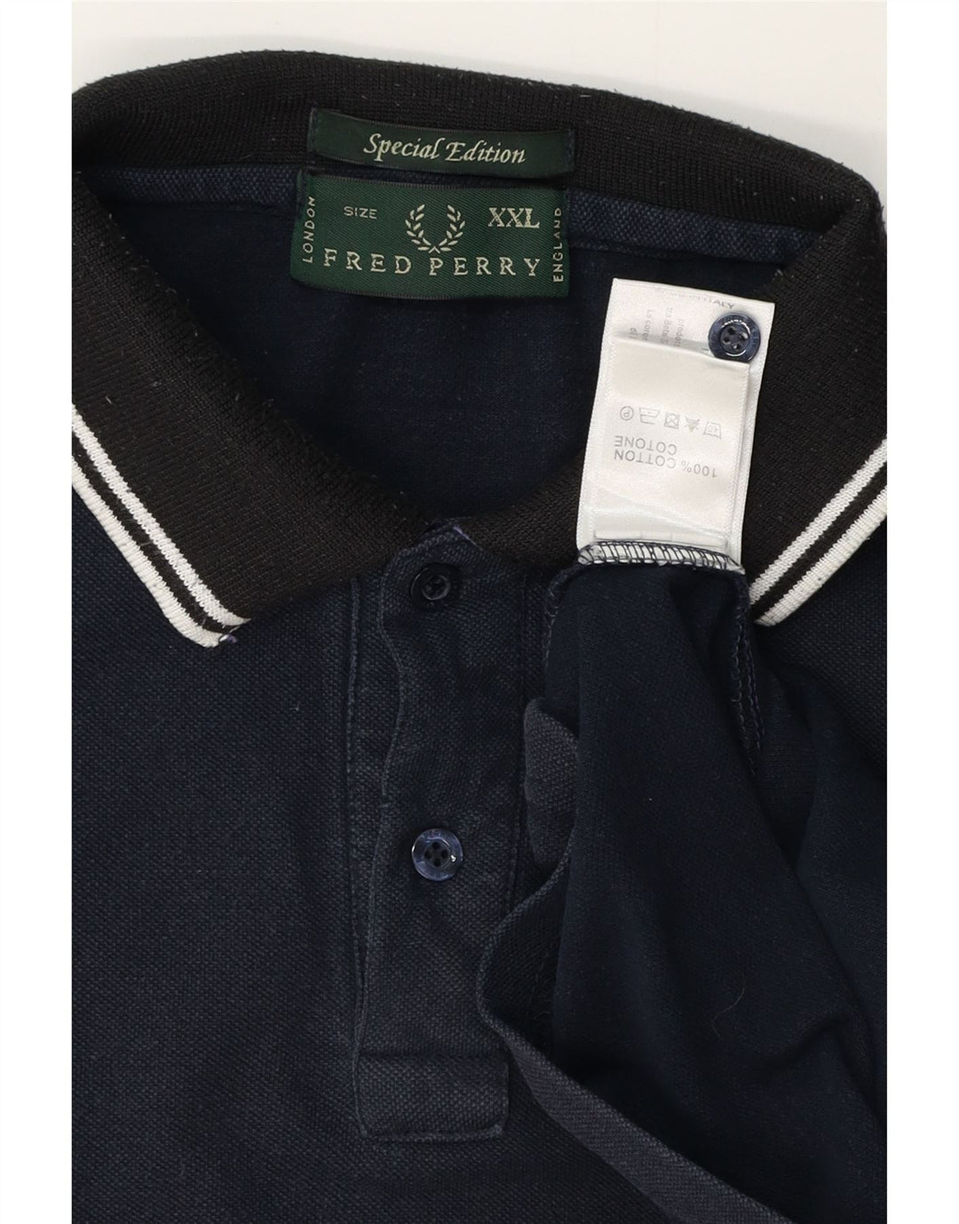 FRED PERRY Rugby poloshirt til mænd 2XL marineblå bomuld