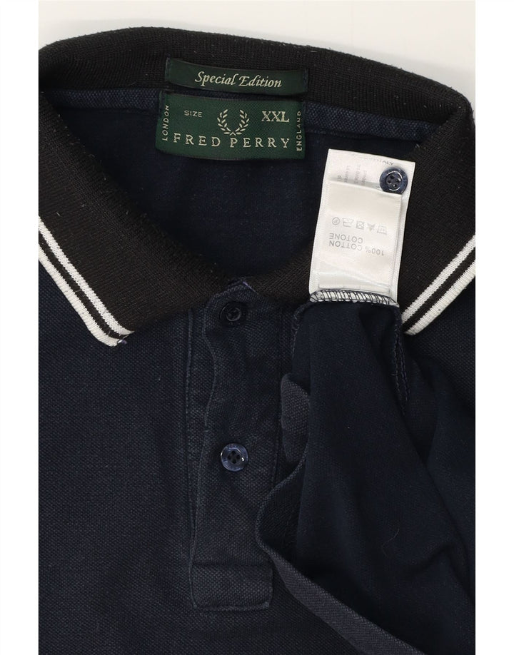 FRED PERRY Rugby poloshirt til mænd 2XL marineblå bomuld