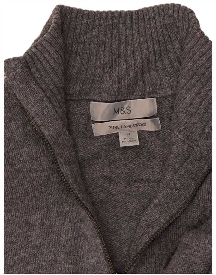 Marks & Spencer Herre sweater med lynlåshals mellemgrå uld