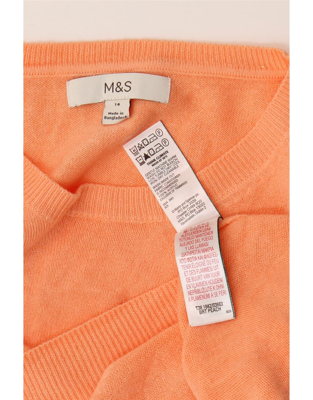 Marks & Spencer Dame sweater med rund hals DK 14 Medium Pink Akryl