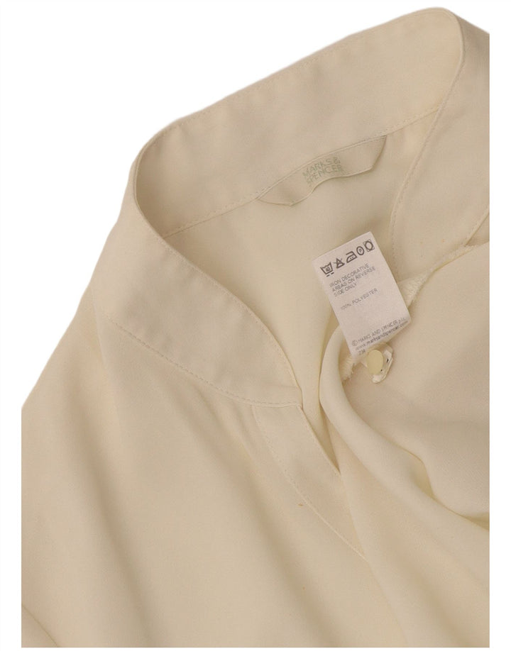 Marks & Spencer Damebluse Top UK 16 Large Off White Floral Polyester
