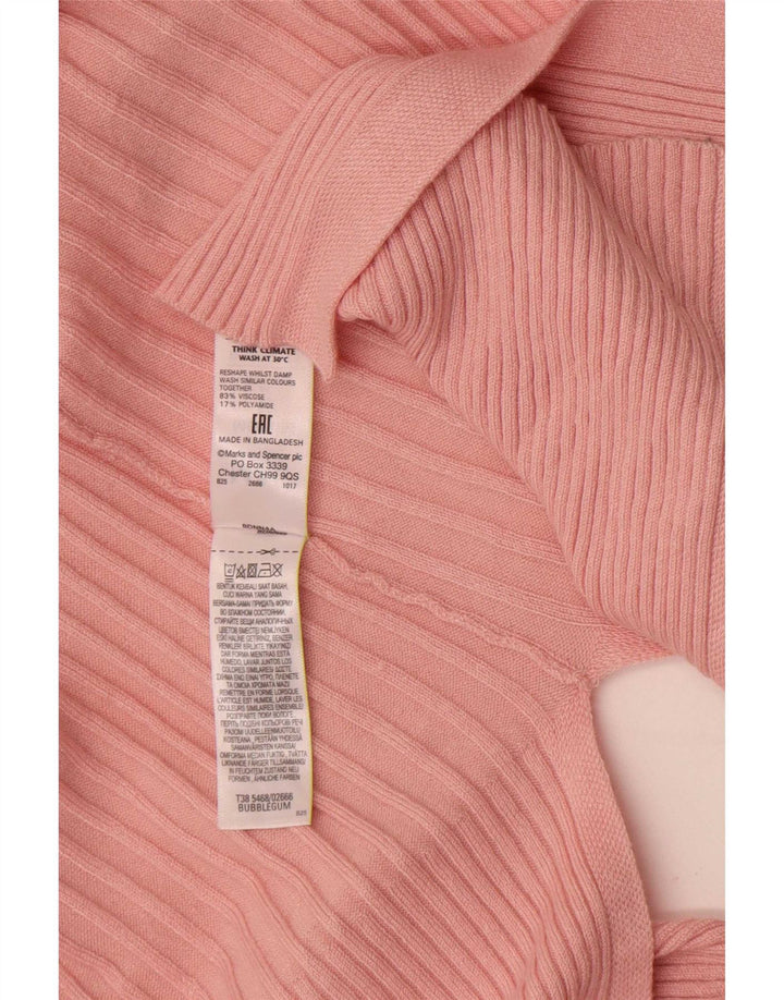 Marks & Spencer Dame Longline Åben Cardigan Sweater UK 14 Medium Pink