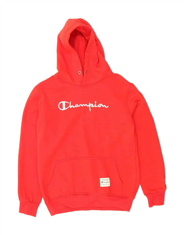 CHAMPION Womens Graphic Hoodie Jumper UK 14 Medium Red Vintage Champion and Second-Hand Champion from Messina Hembry 