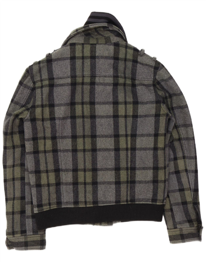 Vintage Bomber Jacket UK 40 Large Grey Check Wool