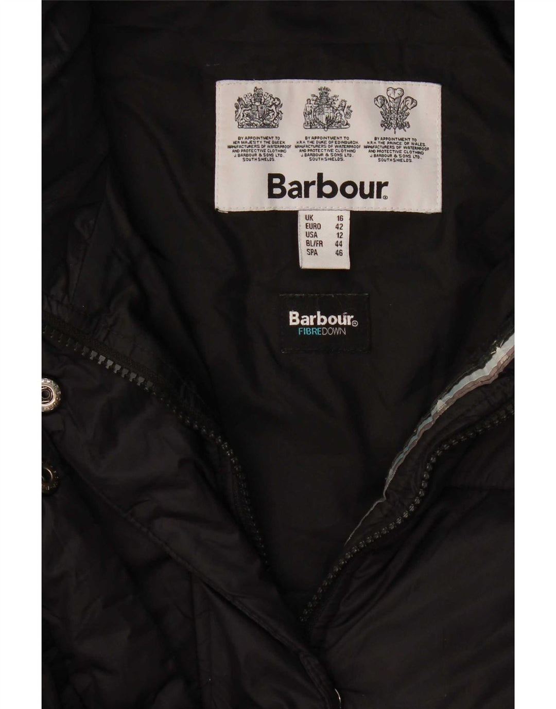 Barbour Dame Polstret Frakke UK 16 Large Black