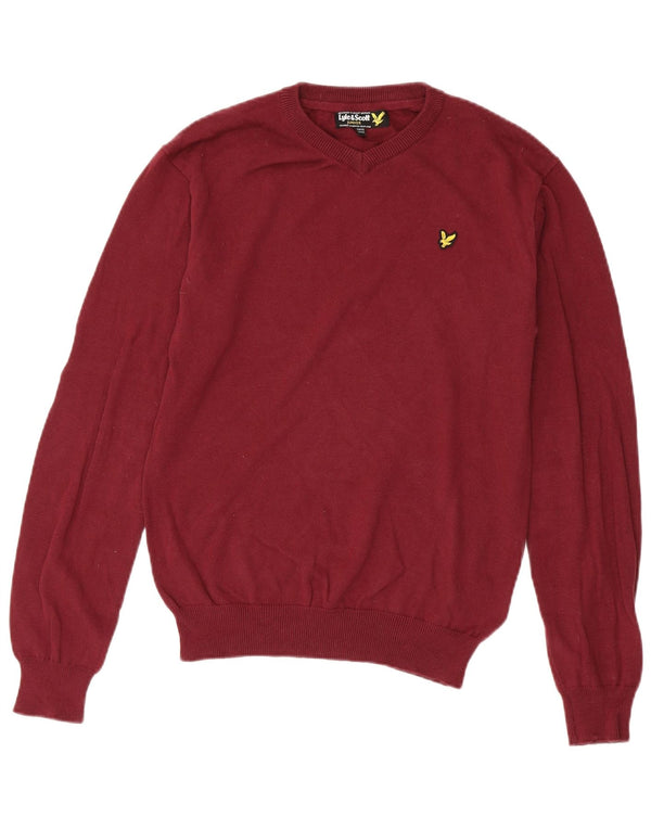Lyle & Scott Boys V-hals sweater 14-15 år Bourgogne bomuld