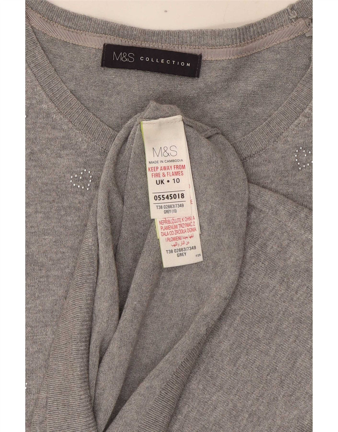Marks & Spencer Dame Boat Neck Jumper Sweater UK 10 Small Grey Flecked